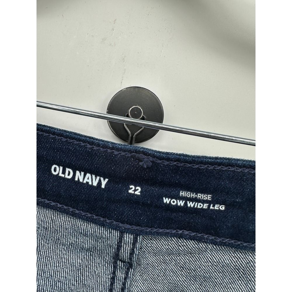 Old Navy Wow Wide Leg Jeans Womens 22 High Rise Dark Wash Indigo Denim Pants - Picture 4 of 5